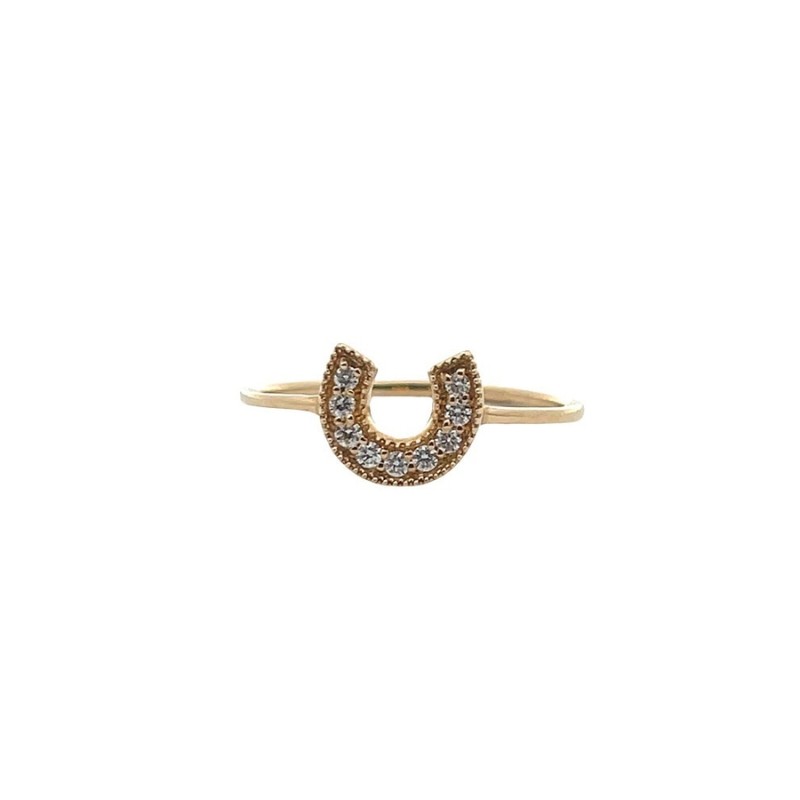 Vincent Peach Diamond Horseshoe Stackable Ring, available at Deutsch Fine Jewelry in Houston, Texas.