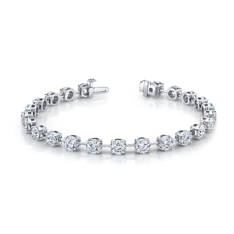 Norman Silverman 9.39 Carat 18K White Gold Straight Line Wire Set Bracelet