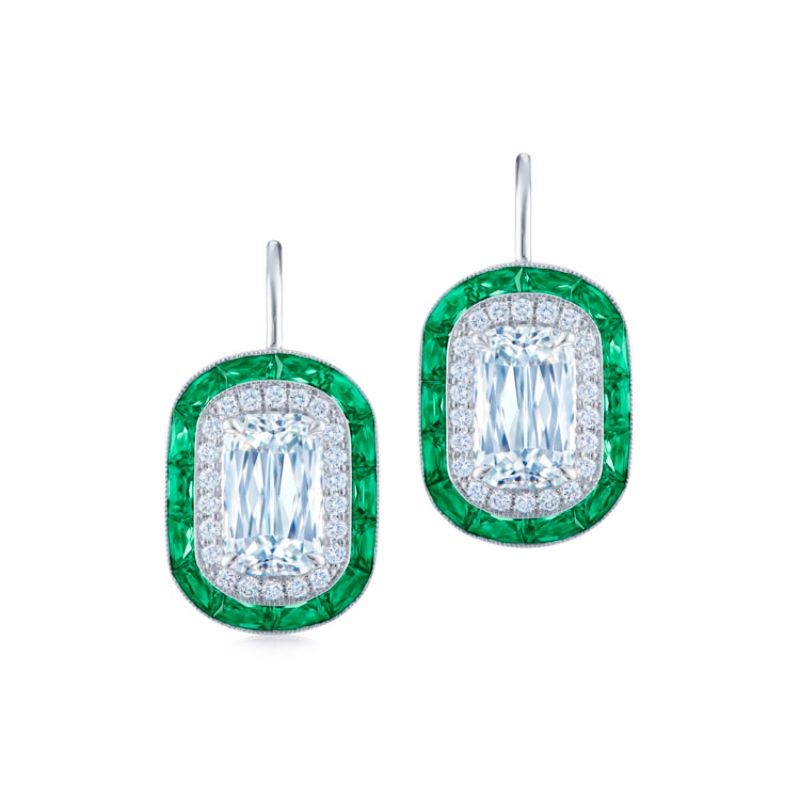 Kwiat ASHOKA® Diamond Drop Earrings with Emerald Halos