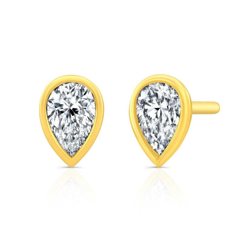 Norman Silverman Pear Shape Diamond Bezel Studs