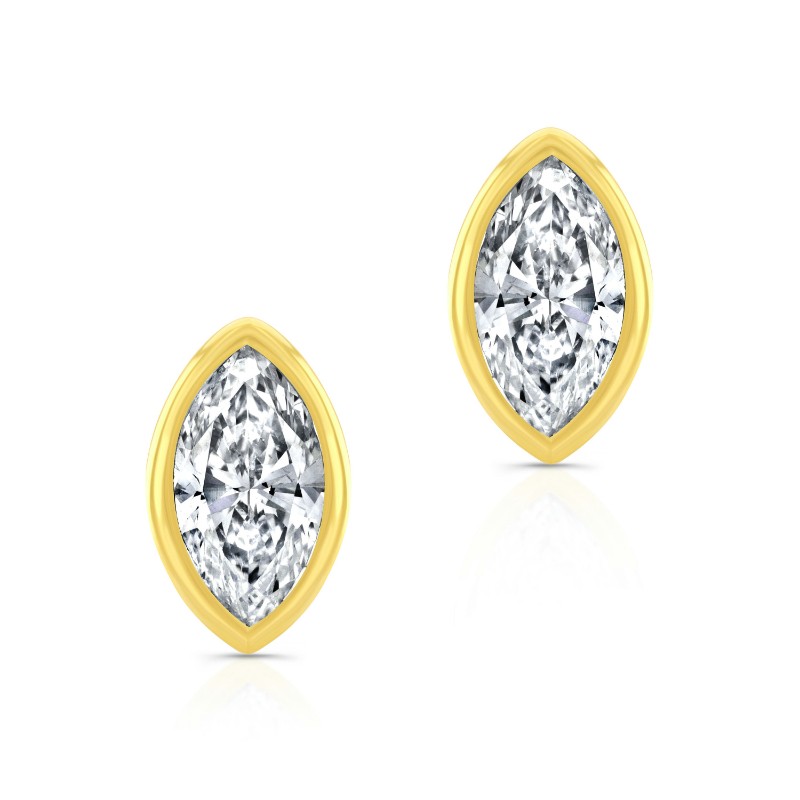 Norman Silverman Marquise Shape Diamond Bezel Studs