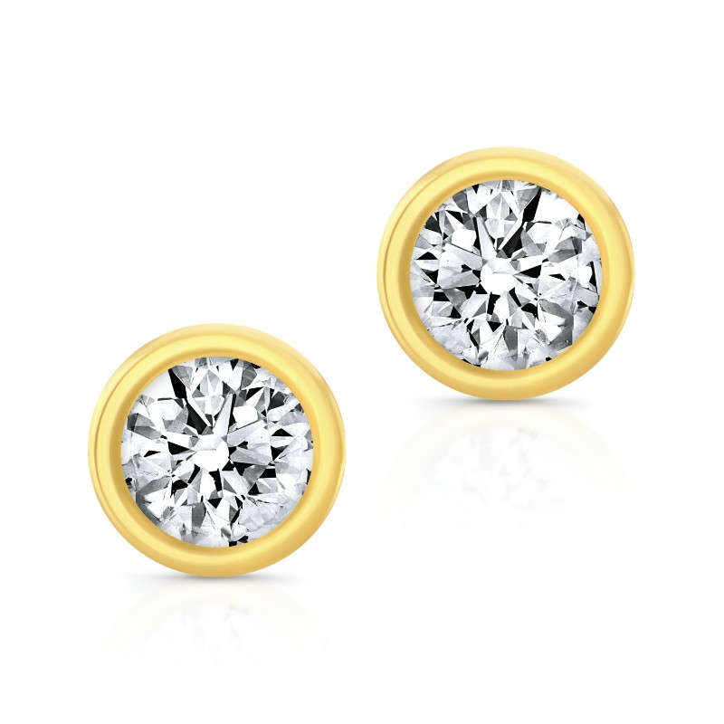 Norman Silverman Round Brilliant Diamond Bezel Studs