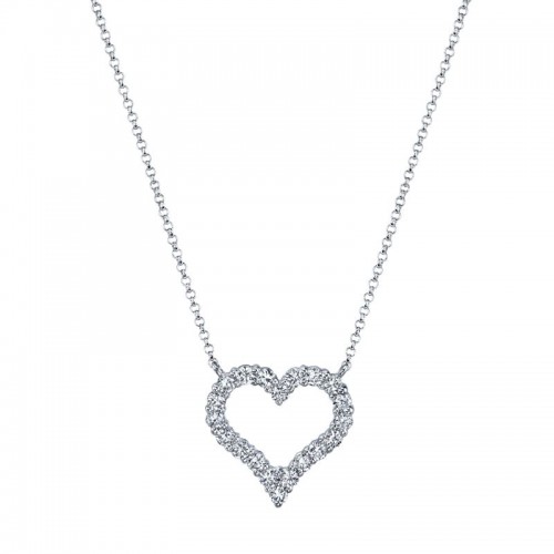 Deutsch Signature Shared Prong Round Diamond Heart Pendant