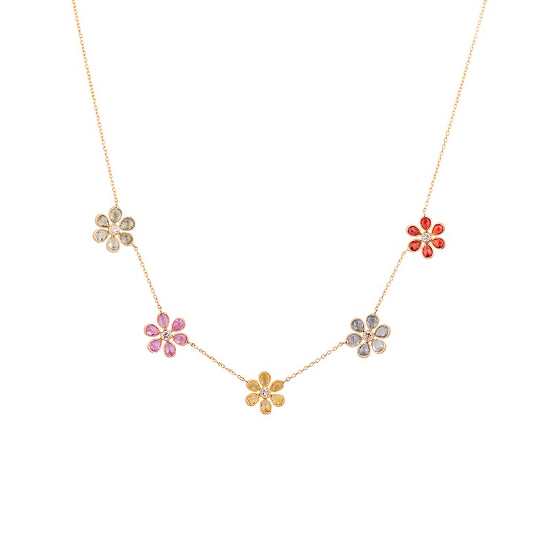 Four-Leaf Clover Pendant Necklace Sterling Silver Rose Gold Plated Nec