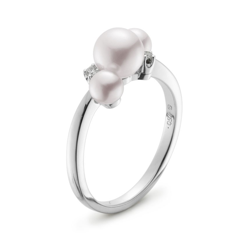 Mikimoto Pearl and Sapphire Ring in 18K White Gold