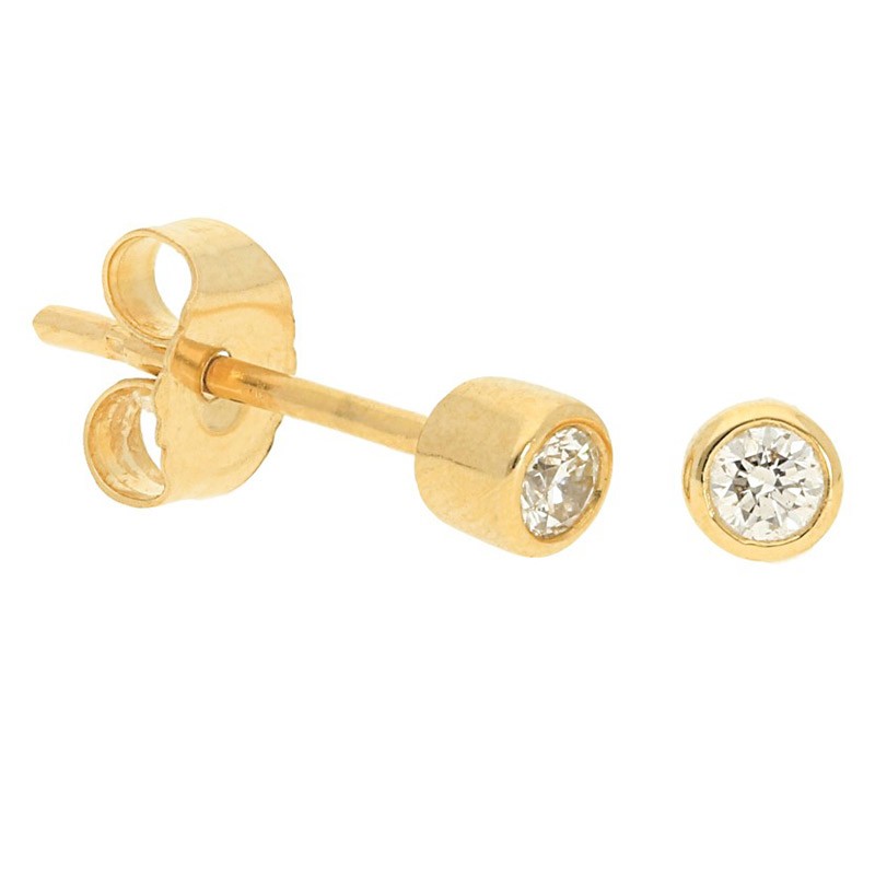 Deutsch Signature Plain Bezel Diamond Stud Earrings