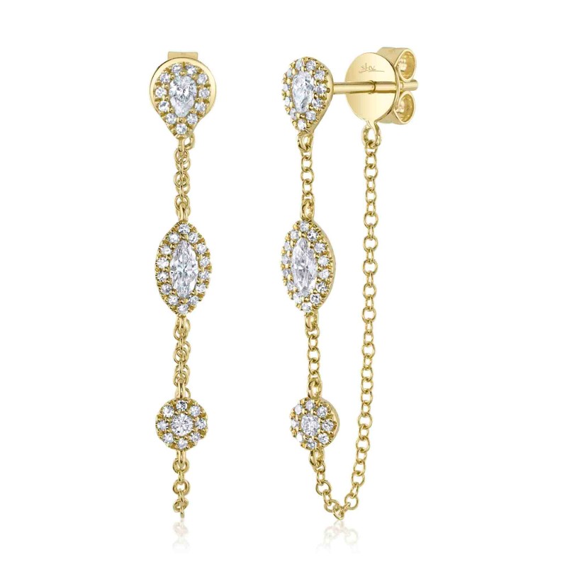 Deutsch Signature 0.48Ct Halo Dangle Double  Chain Earrings