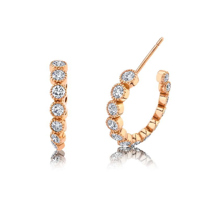 Norman Silverman Round Diamond Bezel Hoops