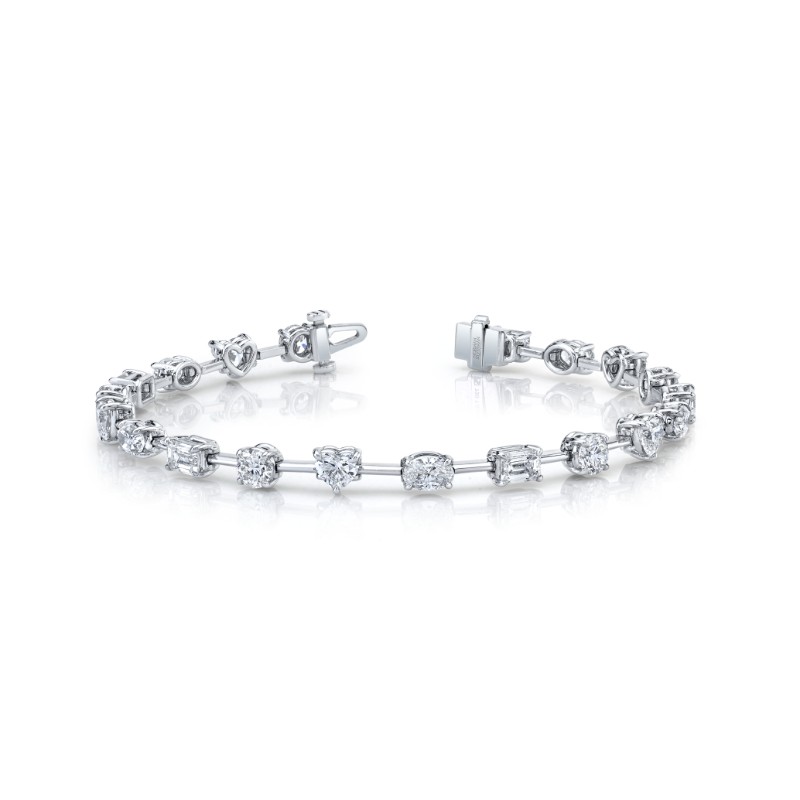 Norman Silverman 7.01 Carat 18K White Gold Fancy Shape Wire-Set Bracelet