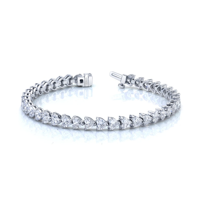 Norman Silverman White Gold Heart Shape Straight Line Bracelet