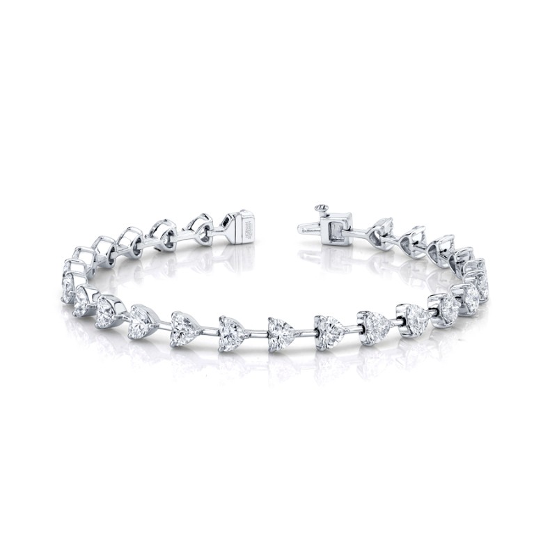 Norman Silverman 8.35 Carat Heart-Cut Diamond Bracelet Set In 18K White Gold