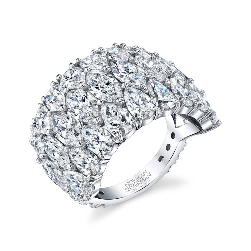 Norman Silverman 7.5 Carat Marquise And Pear Half Way Band