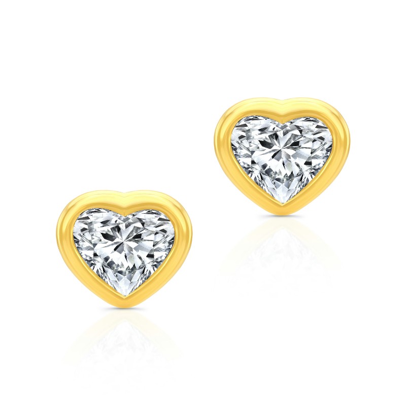 Norman Silverman Heart Shape Diamond Bezel Studs