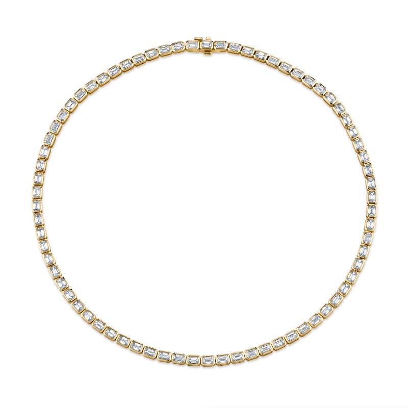 Norman Silverman 17.4 Carat Yellow Gold East-West Diamond Bezel-Set