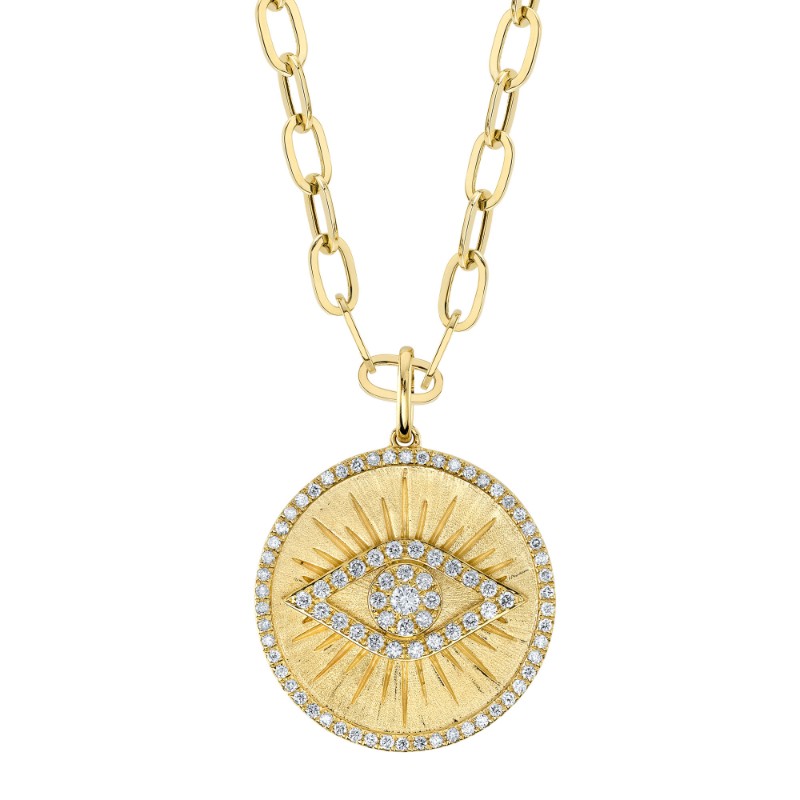 Deutsch Signature 0.55Ct Evil Eye Pendant Link Necklace