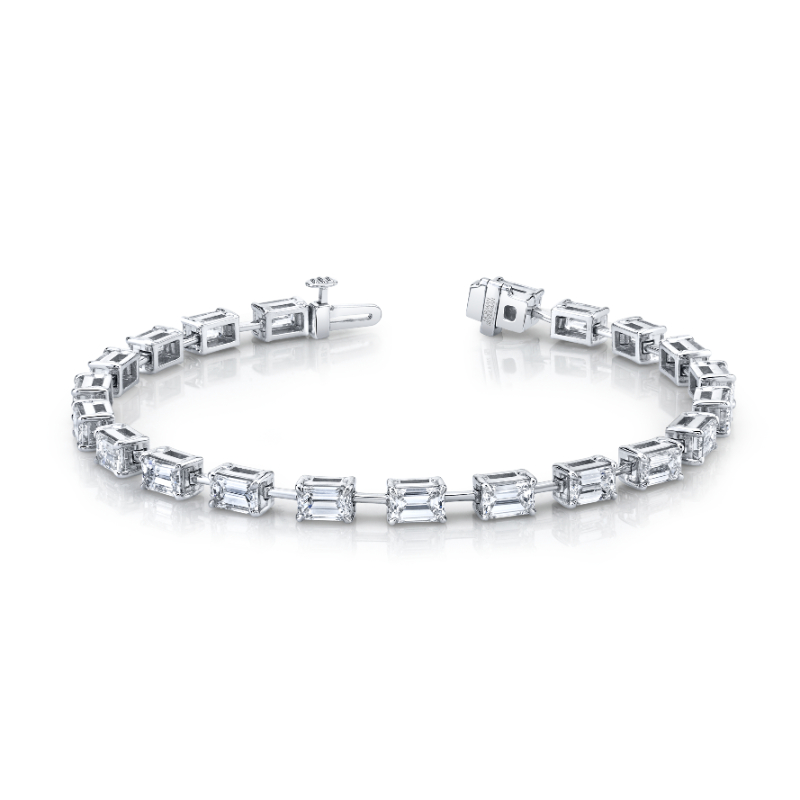 Norman Silverman 8.36 Carat 18K Emerald Cut Diamonds Straight Line Bracelet