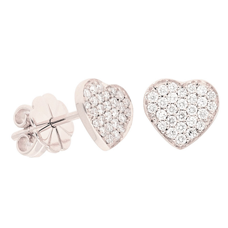 Deutsch Signature Pave Diamond Heart Stud Earrings - EP19-106-2B