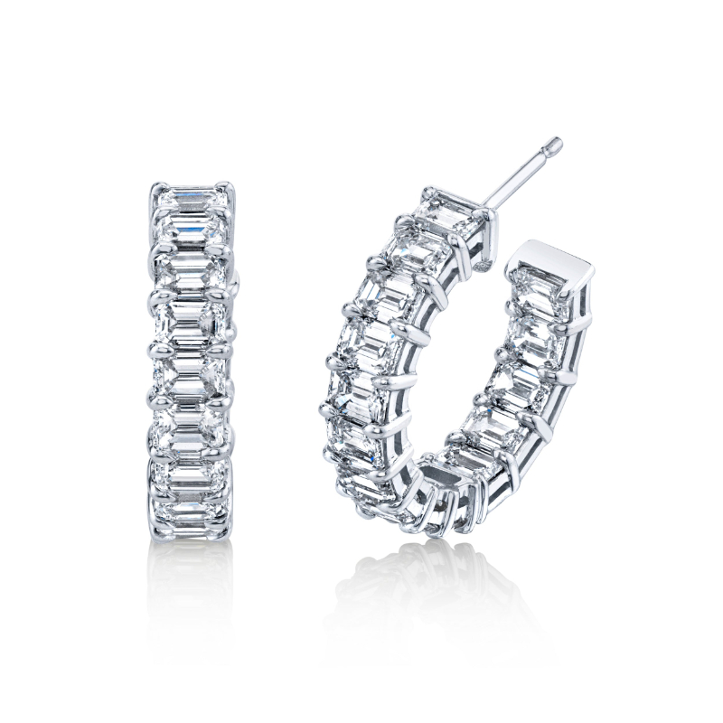 Norman Silverman 5 Carat 18K White Gold Hoop Earring