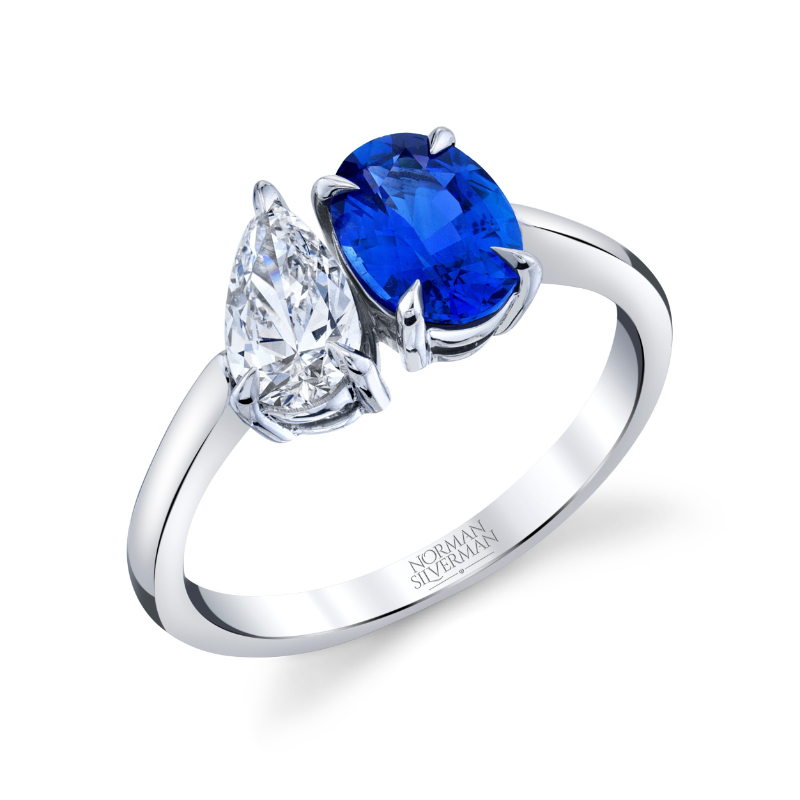 Norman Silverman Blue Sapphire Twin Ring