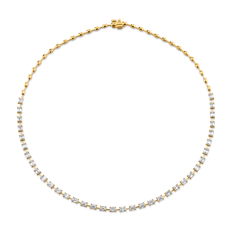Norman Silverman 7.03 Carat 18K Yellow Gold Emerald-Cut Diamonds Set Necklace