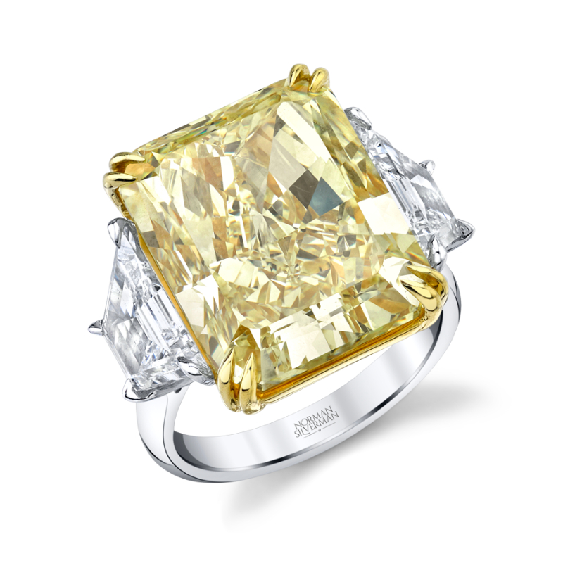 Norman Silverman 18.88 Carat Platinum Fancy Intense Yellow Diamond Ring