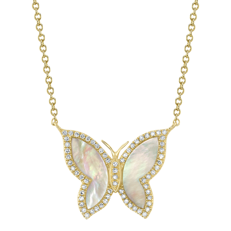 Deutsch Signature 0.82Ct Mother Of Pearl Butterfly Pendant Necklace