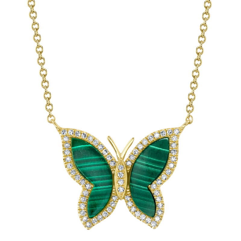 Deutsch Signature 1.22Ct Malachite Butterfly Necklace