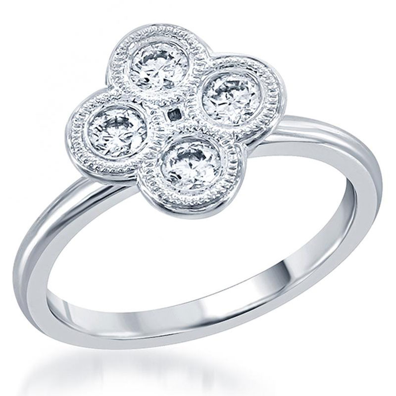 Cluster ring with 1.15 carat diamonds in white gold - BAUNAT