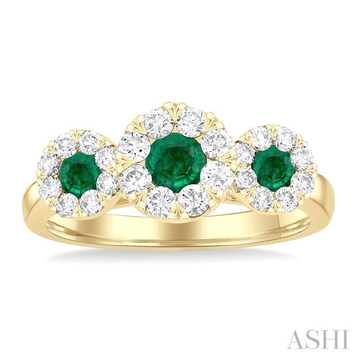 ROUND SHAPE PAST PRESENT & FUTURE LOVEBRIGHT GEMSTONE & DIAMOND RING