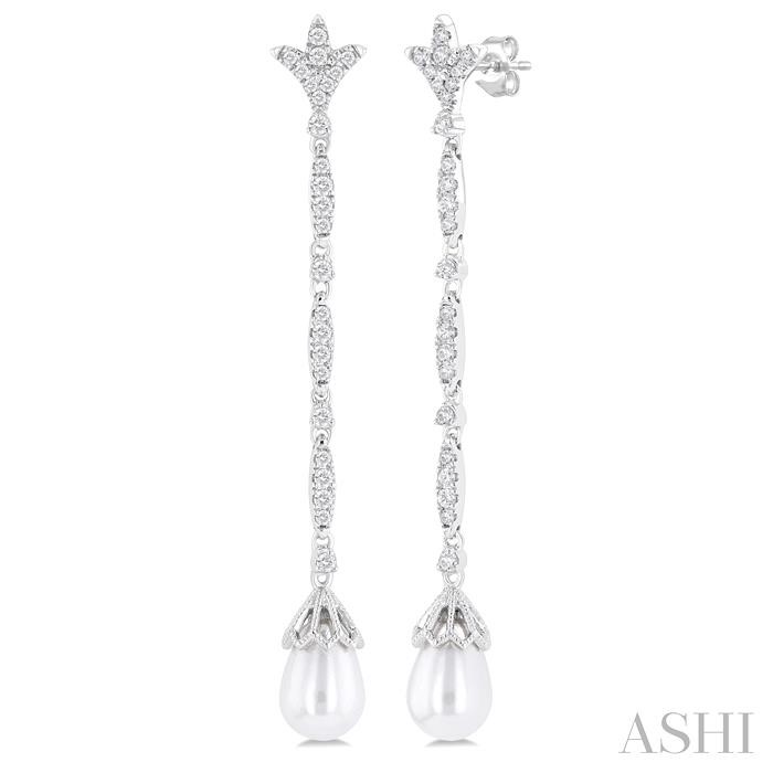 PEARL & DIAMOND LONG EARRINGS