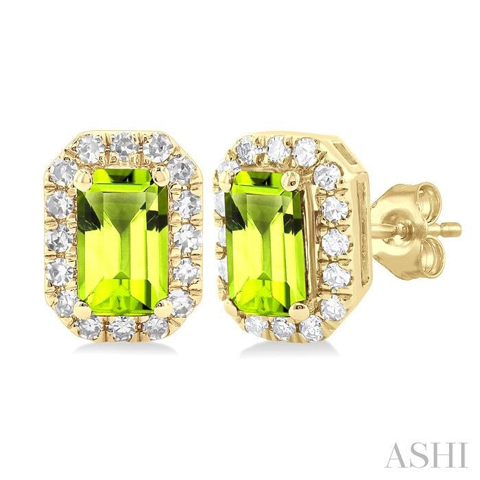 Emerald Shape Gemstone & Halo Diamond Earrings