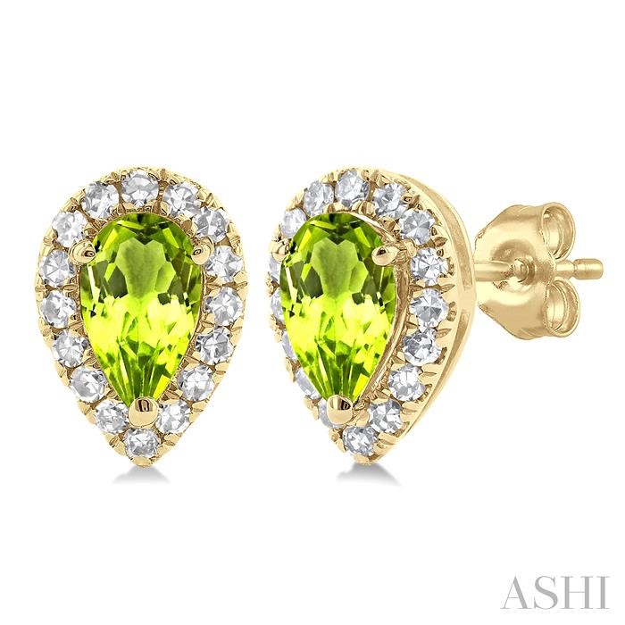 Pear Shape Gemstone & Halo Diamond Earrings