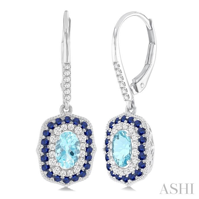 Gemstone & Halo Diamond Fashion Earrings