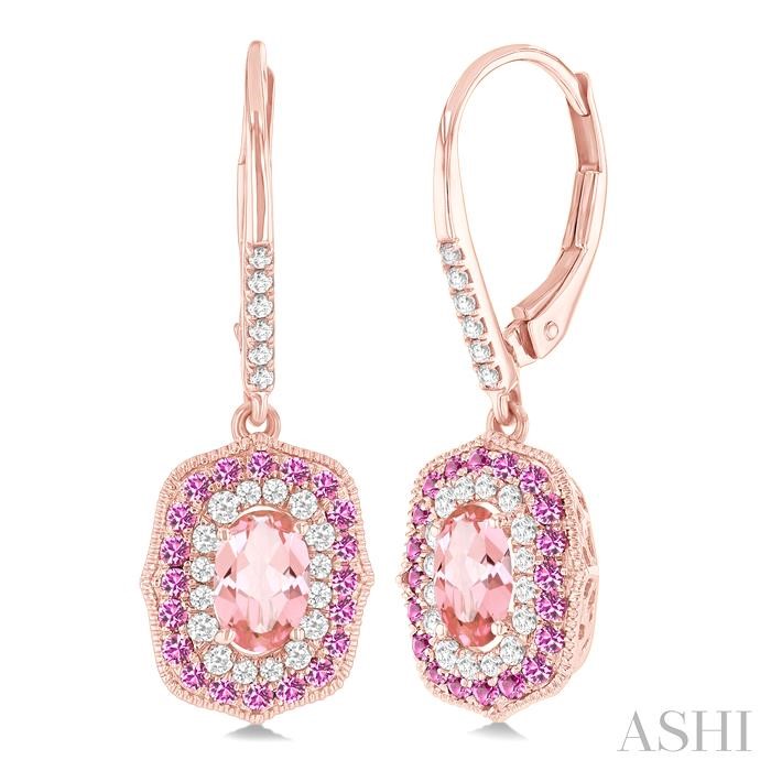 Gemstone & Halo Diamond Fashion Earrings