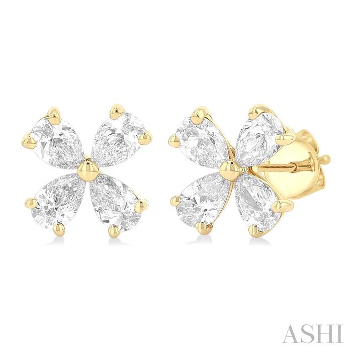 Floral Diamond Stud Earrings