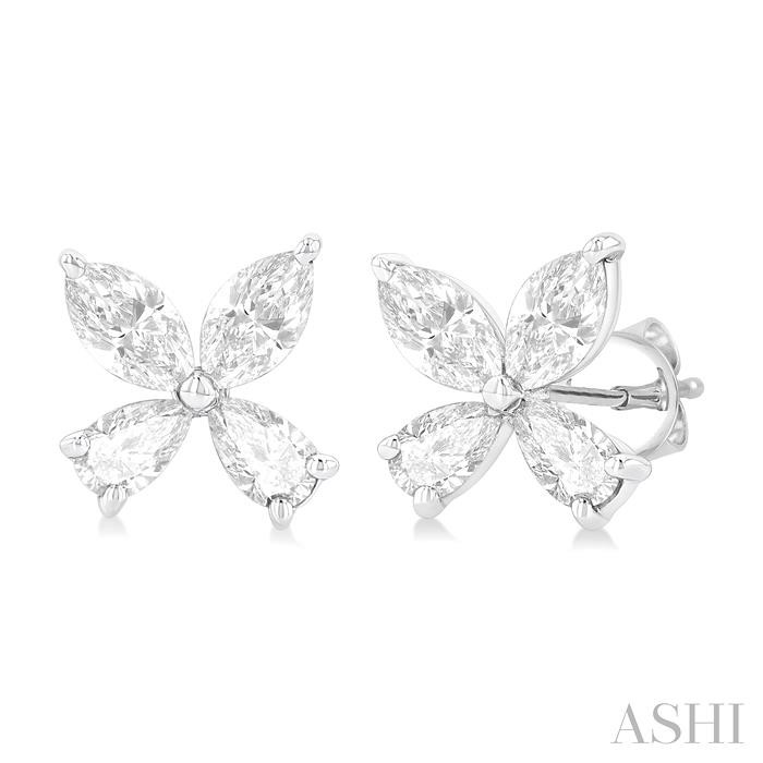 Floral Diamond Stud Earrings