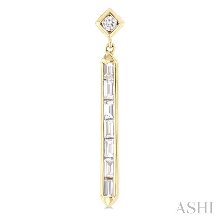 Vertical Bar Baguette Diamond Fashion Long Earrings