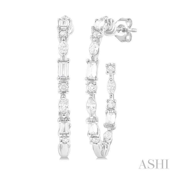 Mixed Shape Diamond Fashion Hoop Earrings