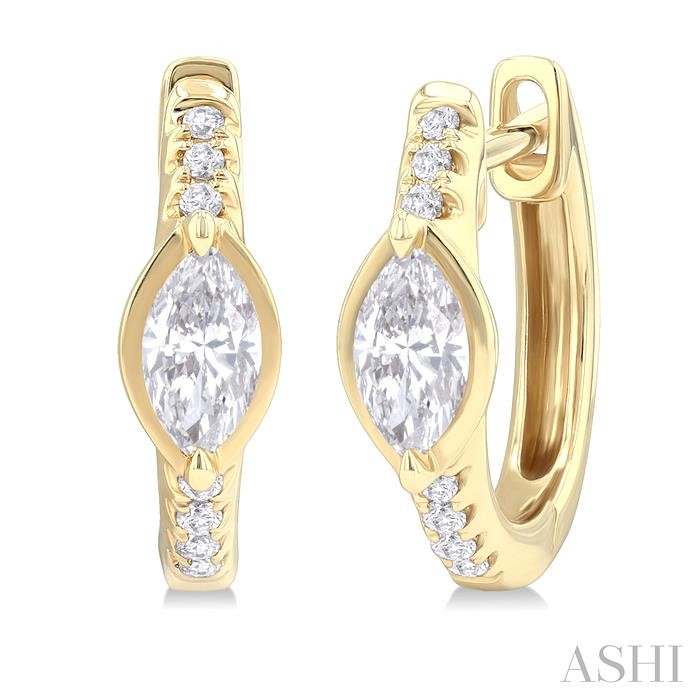 MARQUISE SHAPE DIAMOND HUGGIE EARRINGS