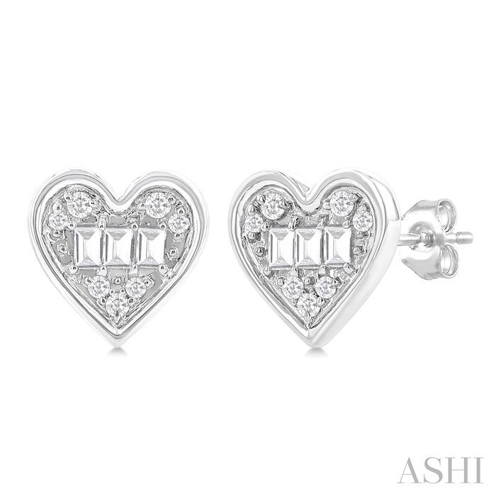 Heart Shape Bezel Set Petite Fusion Diamond Earrings