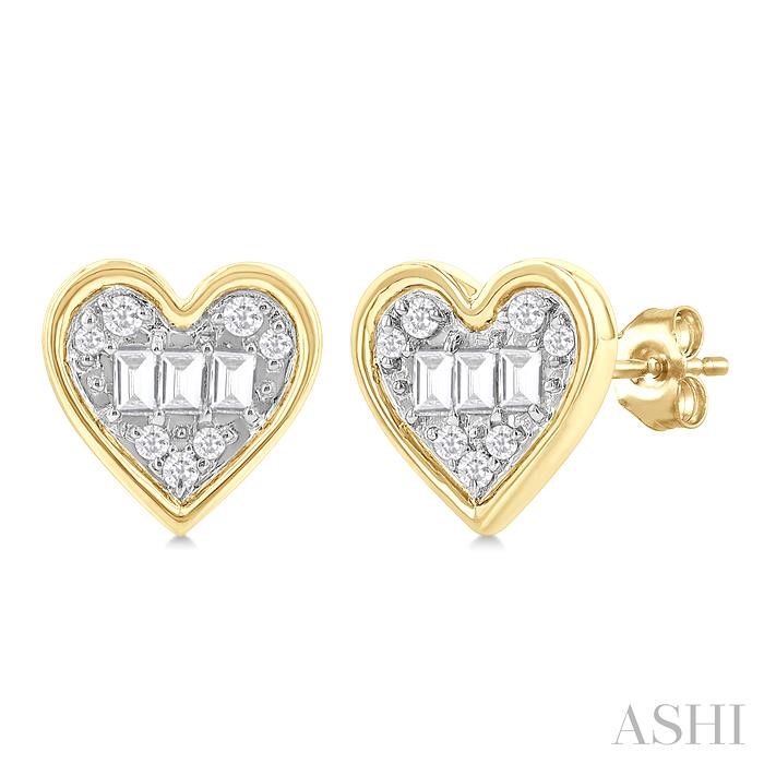 Heart Shape Bezel Set Petite Fusion Diamond Earrings