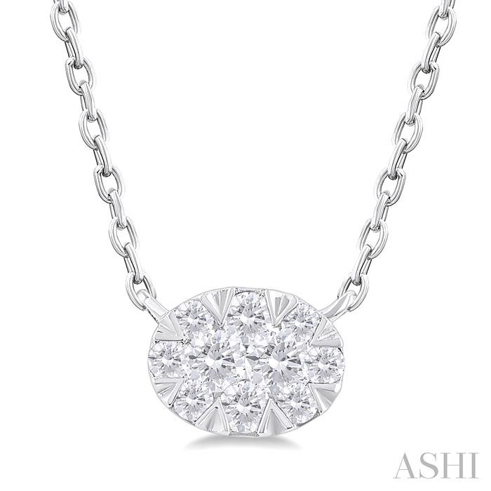 OVAL SHAPE EAST-WEST LOVEBRIGHT PETITE DIAMOND PENDANT