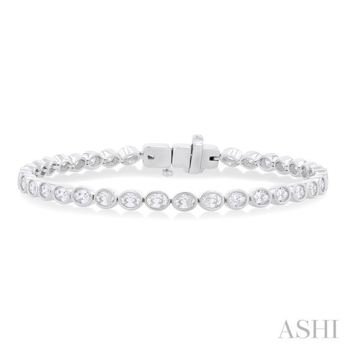 OVAL SHAPE EAST-WEST BEZEL SET DIAMOND TENNIS BRACELET