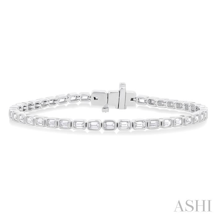 EMERALD SHAPE EAST-WEST BEZEL SET DIAMOND TENNIS BRACELET