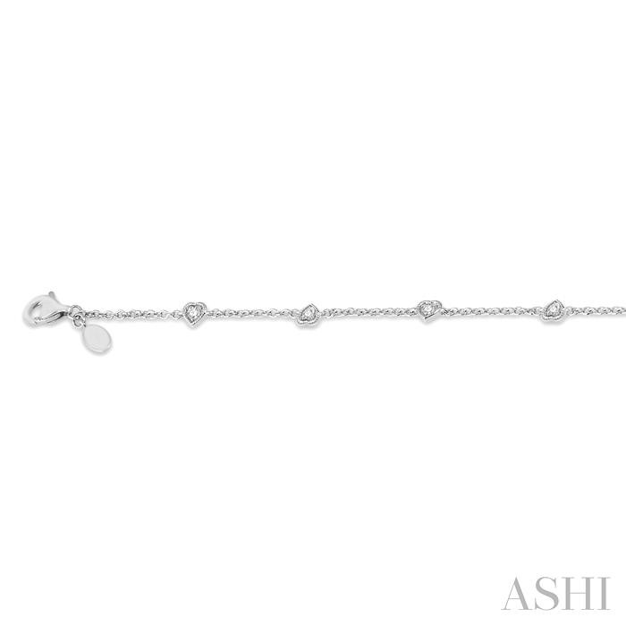 HEART SHAPE DIAMOND STATION CHAIN BRACELET