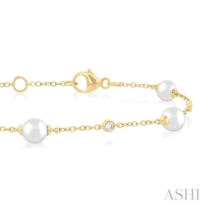 PEARL & DIAMOND STATION CHAIN BRACELET