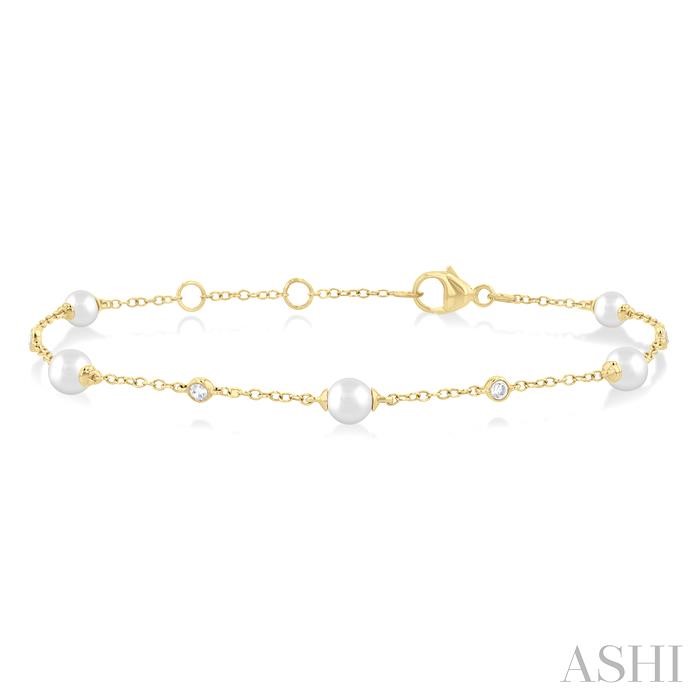 PEARL & DIAMOND STATION CHAIN BRACELET