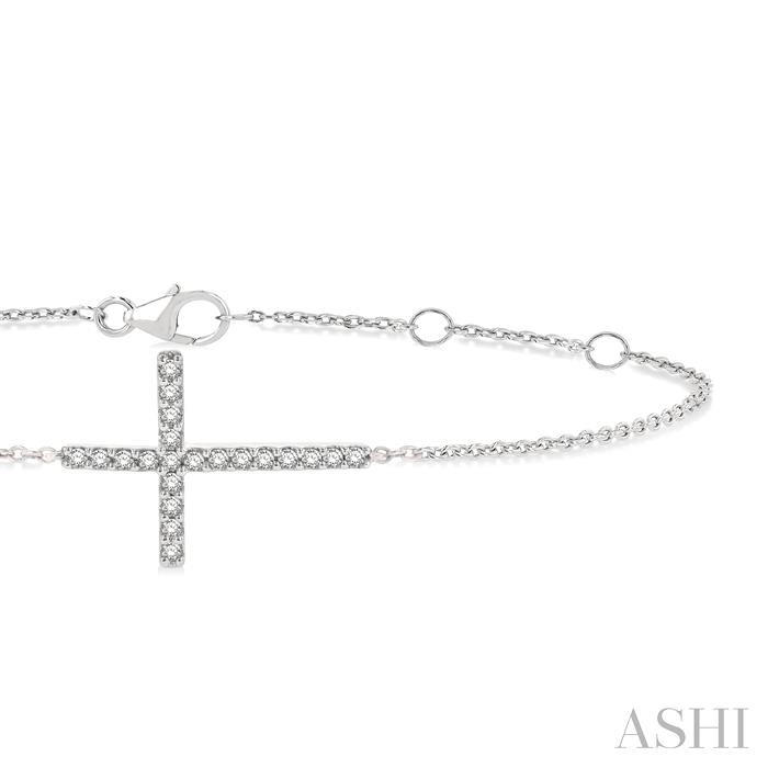 SIDEWAY CROSS PETITE DIAMOND FASHION CHAIN BRACELET