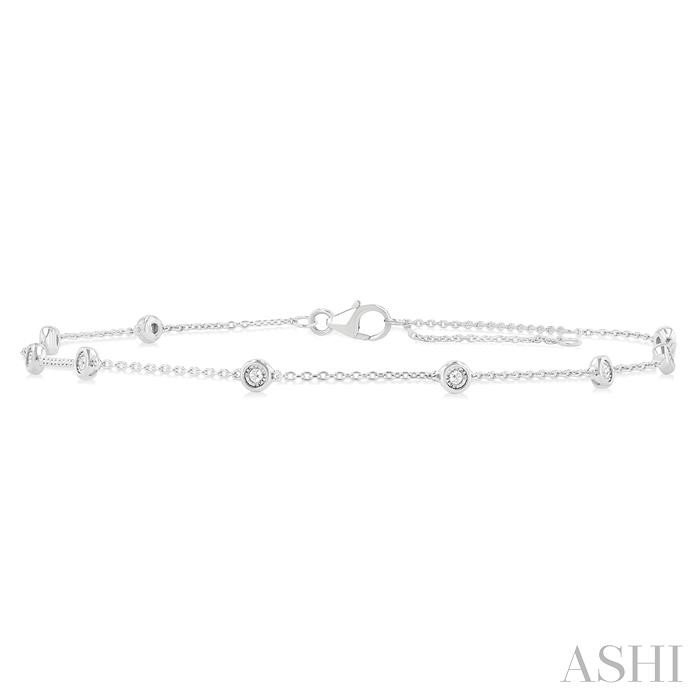 Bezel Set Diamond Station Chain Anklet