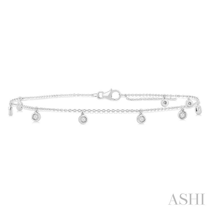 Bezel Set Diamond Station Chain Anklet